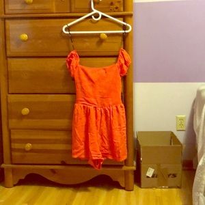 Forever 21 Off-The-Shoulder Coral Romper
